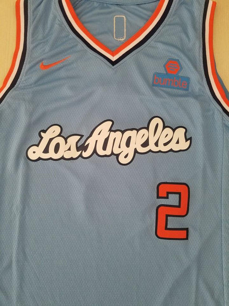 Men 02 Kawhi Leonard Jersey Grey Los Angeles Clippers Jersey Swingman Fanatics