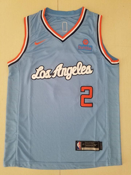 Men 02 Kawhi Leonard Jersey Grey Los Angeles Clippers Jersey Swingman Fanatics
