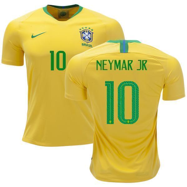 Men #10 Neymar Jersey Home Brazil National 2018 FIFA World Cup - fastssd - Soccer Jersey - CrazyKill