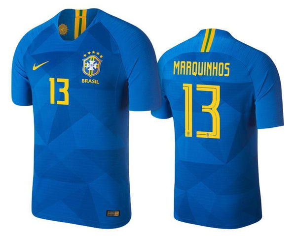 Men #13 Marquinhos Jersey Away Brazil National 2018 FIFA World Cup - fastssd - Soccer Jersey - CrazyKill