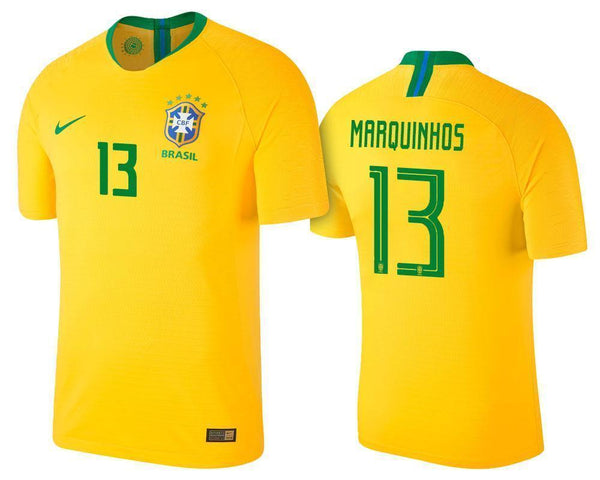 Men #13 Marquinhos Jersey Home Brazil National 2018 FIFA World Cup - fastssd - Soccer Jersey - CrazyKill