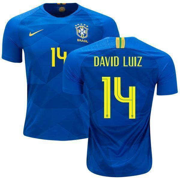 Men #14 David Luiz Jersey Away Brazil National 2018 FIFA World Cup - fastssd - Soccer Jersey - CrazyKill