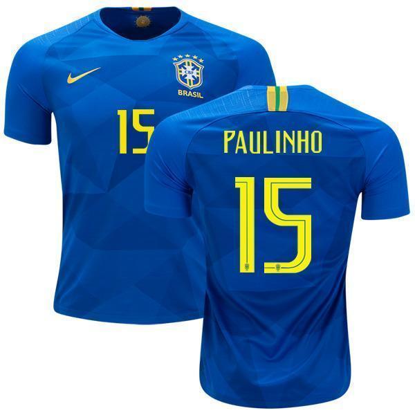 Men #15 Paulinho Jersey Away Brazil National 2018 FIFA World Cup - fastssd - Soccer Jersey - CrazyKill