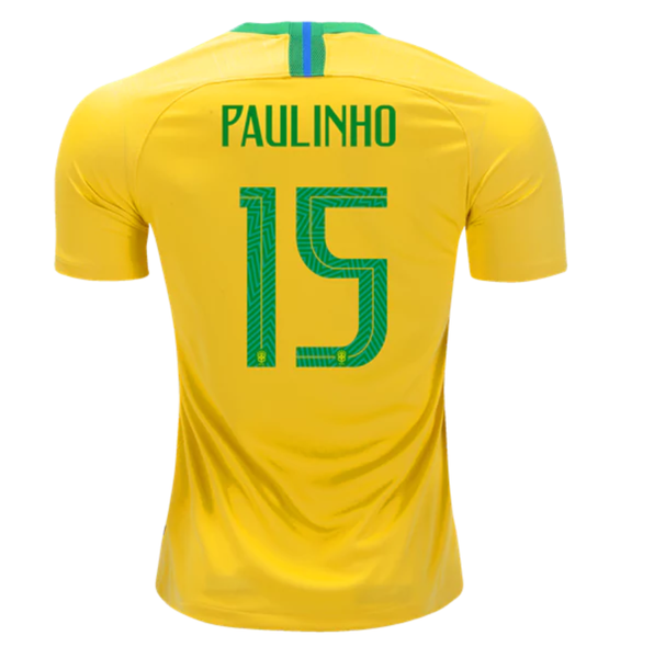 Men #15 Paulinho Jersey Home Brazil National 2018 FIFA World Cup - fastssd - Soccer Jersey - CrazyKill