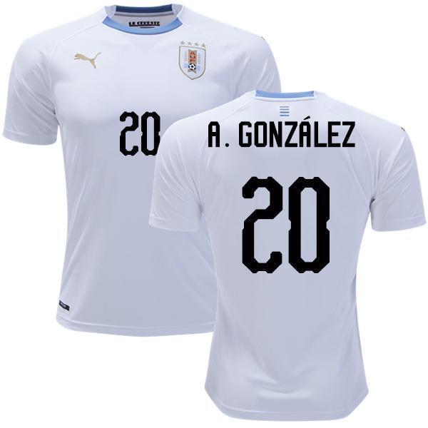 Men #20 Álvaro González Jersey Uruguay National 2018 FIFA World Cup Player - fastssd - Soccer Jersey - CrazyKill