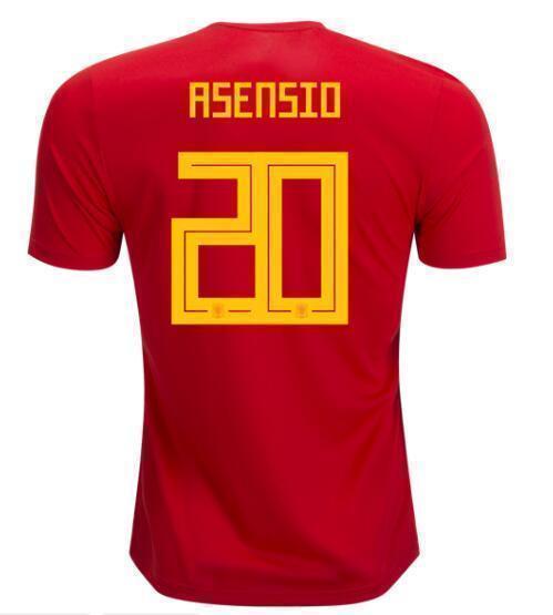 Men #20 Asensio Jersey Home Spain National 2018 FIFA World Cup - fastssd - Soccer Jersey - CrazyKill