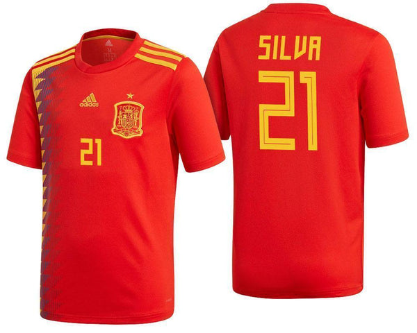 Men #21 Silva Jersey Home Spain National 2018 FIFA World Cup - fastssd - Soccer Jersey - CrazyKill