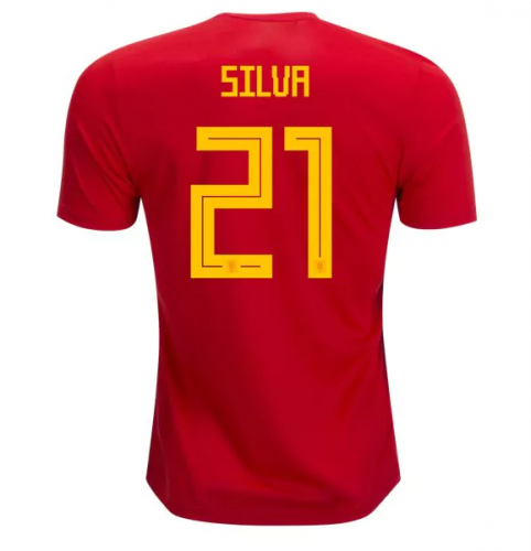 Men #21 Silva Jersey Home Spain National 2018 FIFA World Cup - fastssd - Soccer Jersey - CrazyKill