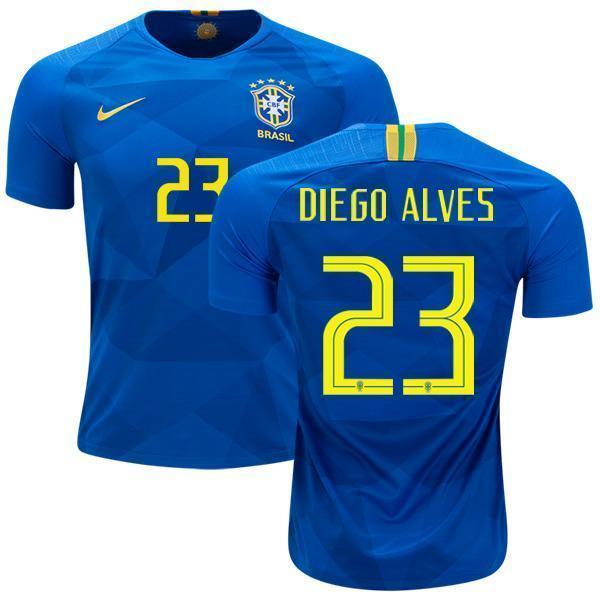 Men #23 Diego Alves Jersey Away Brazil National 2018 FIFA World Cup - fastssd - Soccer Jersey - CrazyKill