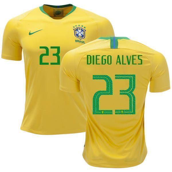 Men #23 Diego Alves Jersey Brazil National 2018 FIFA World Cup Player - fastssd - Soccer Jersey - CrazyKill