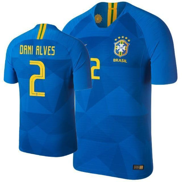 Men #2 Dani Alves Jersey Away Brazil National 2018 FIFA World Cup - fastssd - Soccer Jersey - CrazyKill