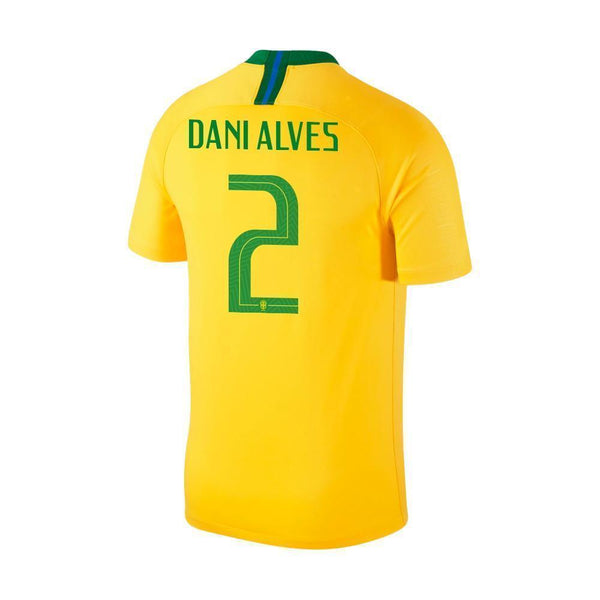 Men #2 Dani Alves Jersey Home Brazil National 2018 FIFA World Cup - fastssd - Soccer Jersey - CrazyKill
