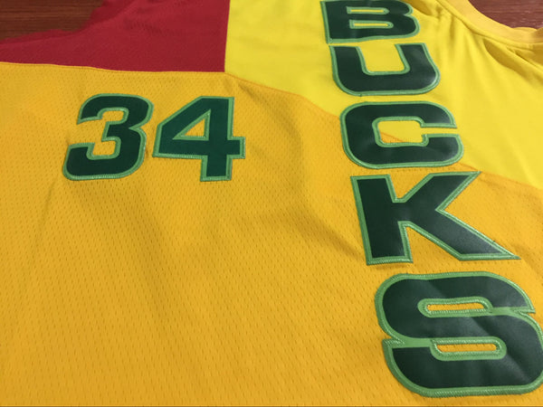Men 34 Giannis Antetokounmpo Jersey Red Yellow Mix Milwaukee Bucks Fanatics - fastssd - NBA Jersey - nRevo