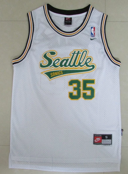 Men 35 Kevin Durant Jersey White Seattle Supersonics Jersey Swingman Fanatics