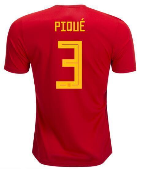 Men #3 Pique Jersey Home Spain National 2018 FIFA World Cup - fastssd - Soccer Jersey - CrazyKill
