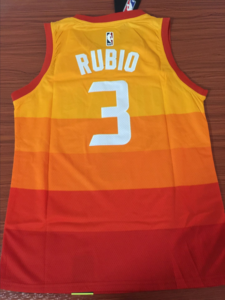 Men 3 Rubio Jazz Jersey City edition Yellow Orange Utah Jazz Jersey Fanatics - fastssd - NBA Jersey - nRevo