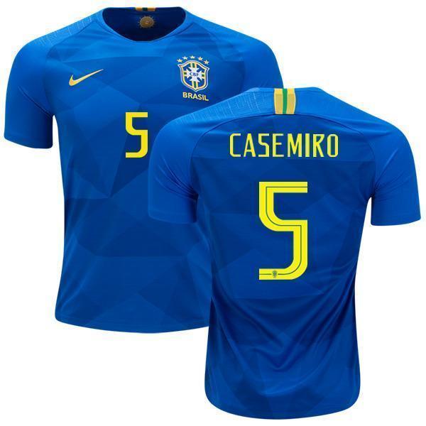 Men #5 Casemino Jersey Away Brazil National 2018 FIFA World Cup - fastssd - Soccer Jersey - CrazyKill