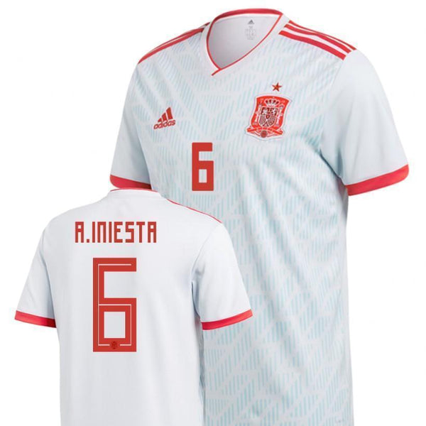 Men #6 Andrés Iniesta Jersey Away Spain National 2018 FIFA World Cup - fastssd - Soccer Jersey - CrazyKill