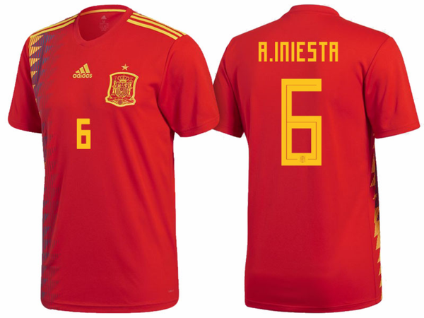 Men #6 Andrés Iniesta Jersey Home Spain National 2018 FIFA World Cup - fastssd - Soccer Jersey - CrazyKill