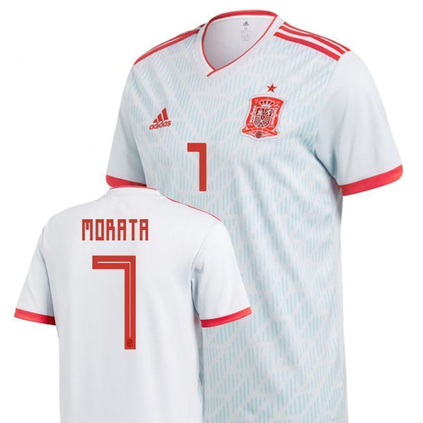 Men #7 Álvaro Morata Jersey Away Spain National 2018 FIFA World Cup - fastssd - Soccer Jersey - CrazyKill
