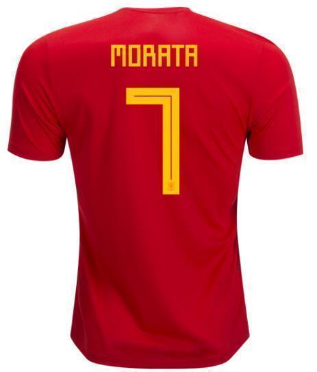 Men #7 Álvaro Morata Jersey Home Spain National 2018 FIFA World Cup - fastssd - Soccer Jersey - CrazyKill