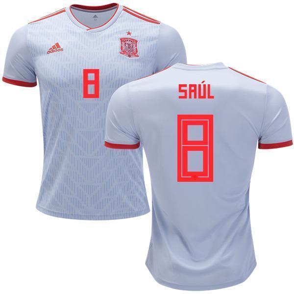 Men #8 Saul Jersey Away Spain National 2018 FIFA World Cup - fastssd - Soccer Jersey - CrazyKill