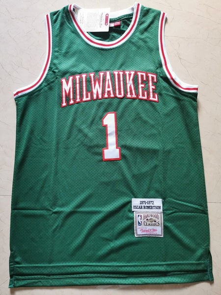 Men 01 Oscar Robertson Jersey Green Milwaukee Bucks Jersey Hardwood Classics - fastssd - NBA Jersey - nRevo
