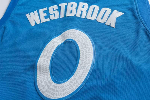 Men 0 Russell Westbrook Jersey Christmas Blue Oklahoma City Thunder - fastssd - NBA Jersey - nRevo