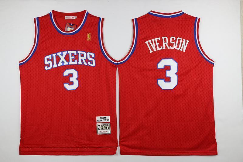 Men 3 Allen Iverson Jersey Red Philadelphia 76ers Jersey Fanatics - fastssd - NBA Jersey - nRevo