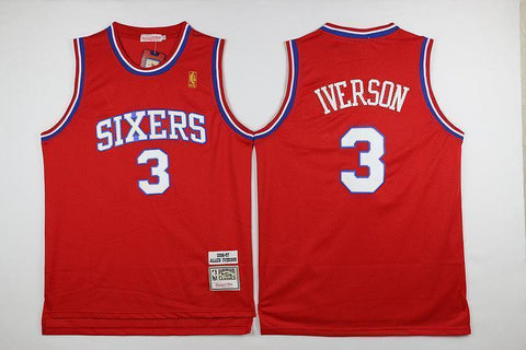 Men 3 Allen Iverson Jersey Red Philadelphia 76ers Jersey Fanatics - fastssd - NBA Jersey - nRevo