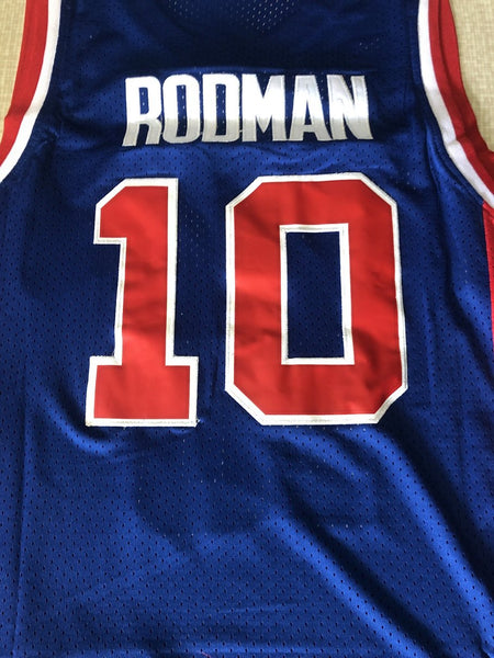 Men 10 Dennis Rodman Jersey Blue Detroit Pistons Jersey Hardwood Classics