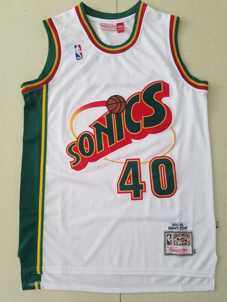 Men 40 Shawn Kemp Jersey White Seattle Supersonics Jersey Hardwood Classics - fastssd - NBA Jersey - nRevo