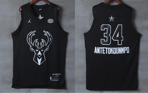 Men 2018 All Star 34 Giannis Antetokounmpo Bucks Jersey Black Player version - fastssd - NBA Jersey - nRevo